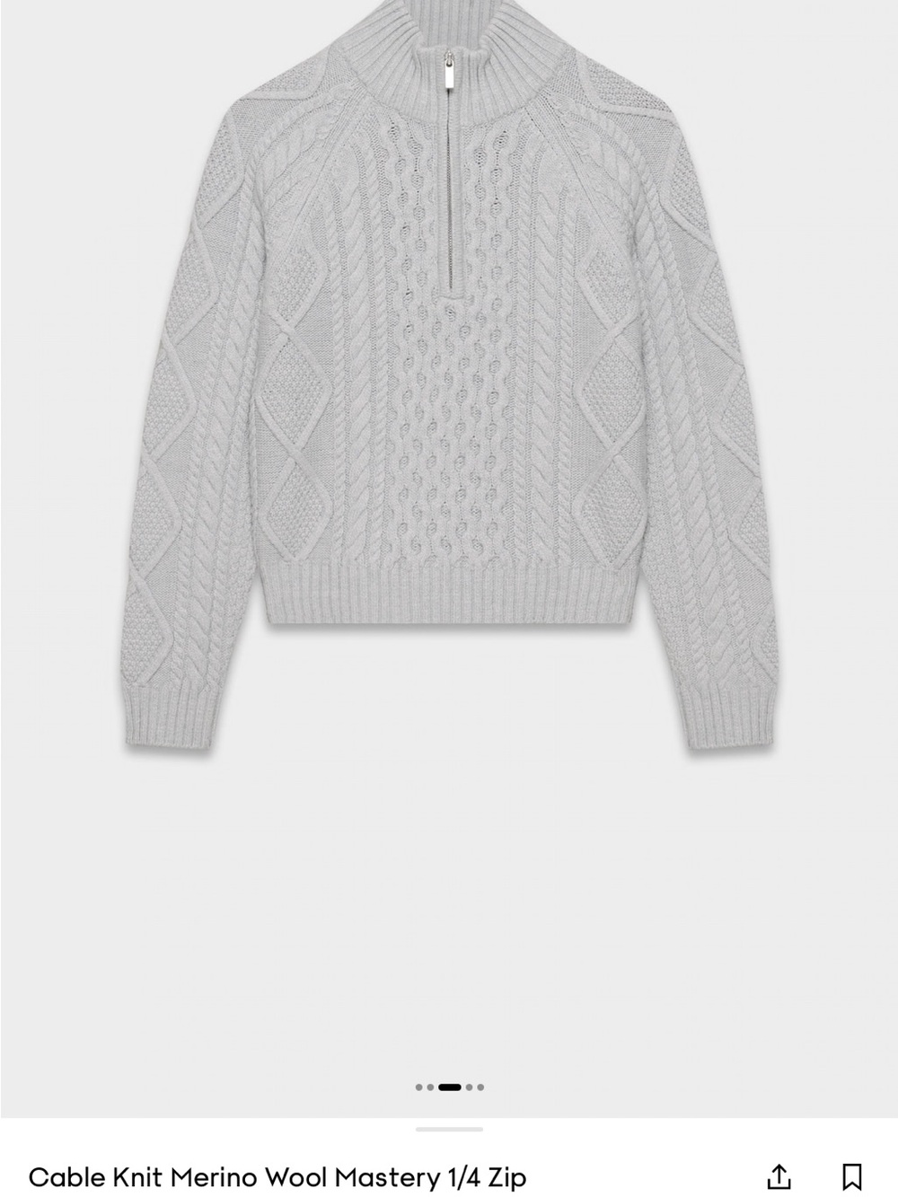 Aritzia cable knit wool 1/4 zip sweater